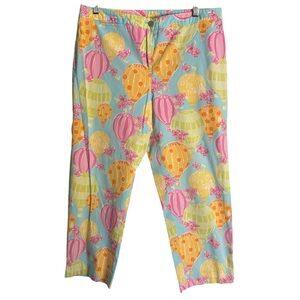 Lilly Pulitzer Vintage Hot Air Balloon Straight Leg Capri Pants